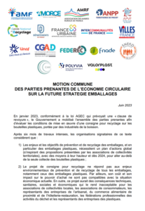 MOTION COMMUNE DES PARTIES PRENANTES DE L’ECONOMIE CIRCULAIRE SUR LA FUTURE STRATEGIE EMBALLAGES